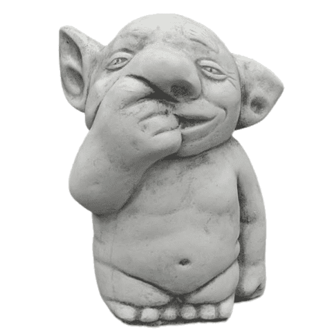 Betonnen trolbeeld met vinger in neus 22 cm