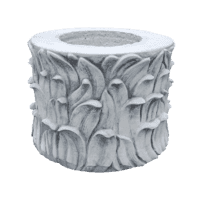 Decoratieve betonnen plantenbak met bladmotief - 45 cm diameter