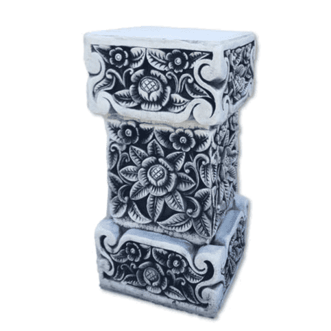 Betonnen sokkel met bloemmotief - Hoogte 60 cm