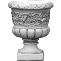 Betonnen bloempot met sierlijke bloemen 62 cm