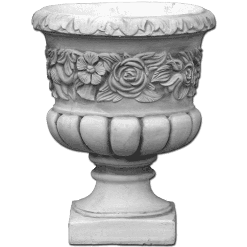 Betonnen bloempot met sierlijke bloemen 62 cm