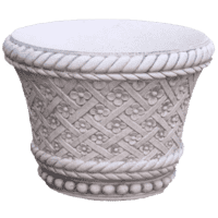 Betonnen bloempot met bloemen en touw-motief 45 cm