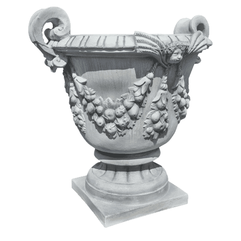 Klassieke betonnen bloempot met fruit- en bladmotief 90 cm
