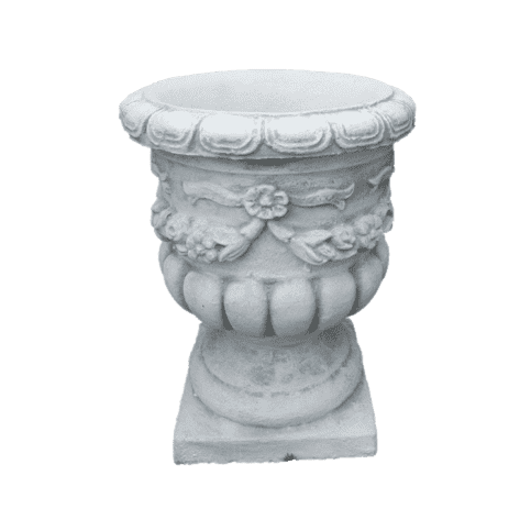 Klassieke betonnen bloempot met sierlijk bloemmotief 43x43 cm