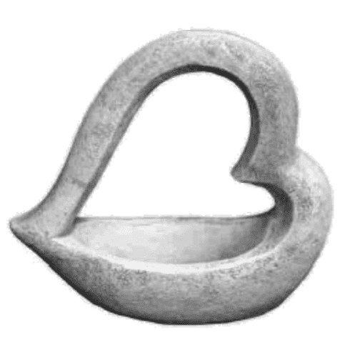 Hartvormig vogelbad van beton 41 cm hoog