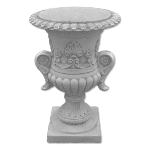 Betonnen bloempot met bloemmotief - Hoogte 30 cm
