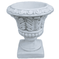 Betonnen bloempot met bladmotief - 29 cm hoog