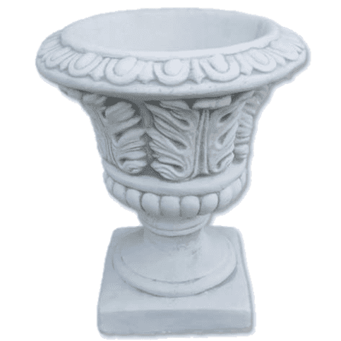 Betonnen bloempot met bladmotief - 29 cm hoog