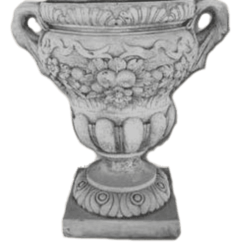 Antieke betonnen bloempot met reliëf 76 cm