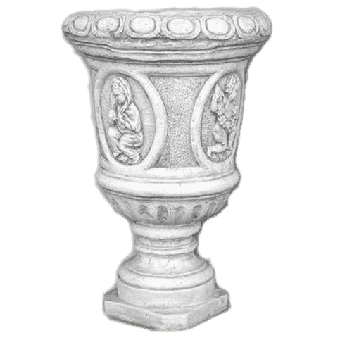 Decoratieve betonnen bloempot met cherubijn figuur 63 cm