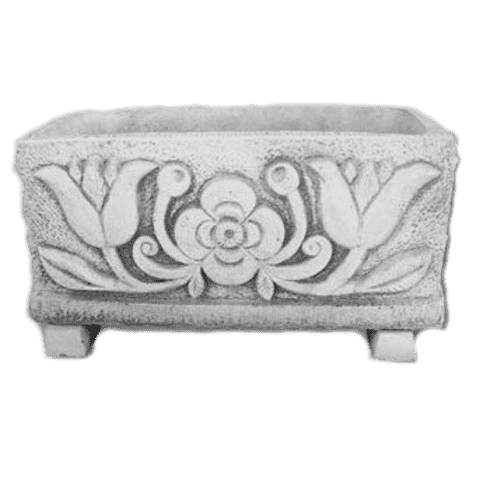 Decoratieve betonnen plantenbak met bloemenmotief 30 cm