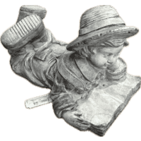 Lezende jongen klein H15 cm