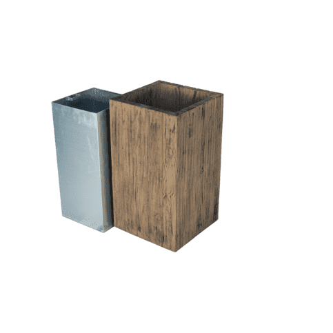 Bloembak Stonewood 45x45 cm en 80 cm hoog met galgavaniseerde inzet