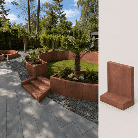 L element 100 cm hoog en 50 cm breed roestbruin