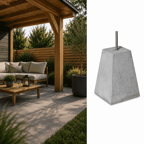 Betonpoer 18x18 en 45 cm hoog grijs M16
