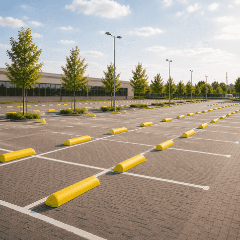 Varkensrug beton ROND geel