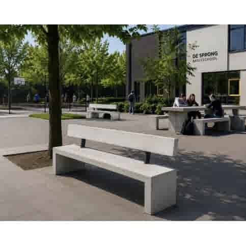 Betonnen tuinbank met rugleuning