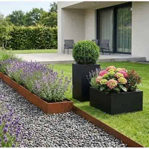 Cortenstaal keerwand buitenhoek 30 cm hoog