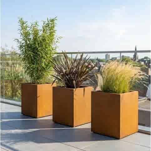 Cortenstaal plantenbak Miami 30x30 cm