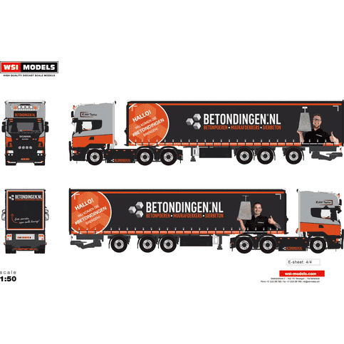 WSI Betondingen Scania combi 1:50 + Certificaat