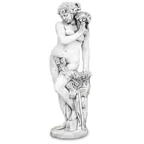 Betonnen tuinbeeld Bloemhoudende vrouw elegant 140 cm