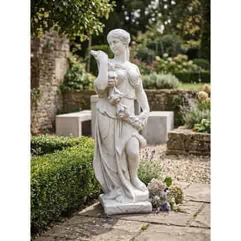 Betonnen tuinbeeld Vrouw met bloemenkrans 125 cm