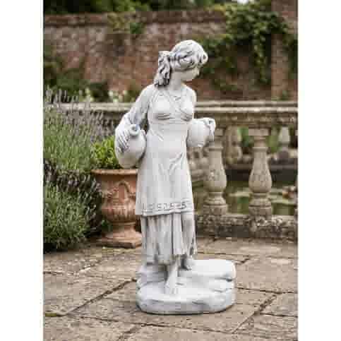 Vrouw met waterkruiken classic tuinbeeld 140 cm wit beton