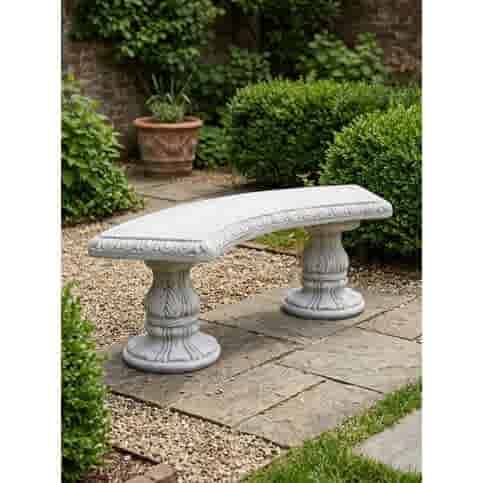 Sierlijke ronde betonnen tuinbank 135 cm