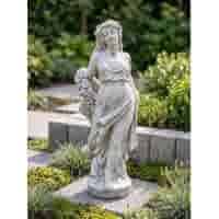 Betonnen tuinbeeld Vrouw met bloemenguirlande 173 cm