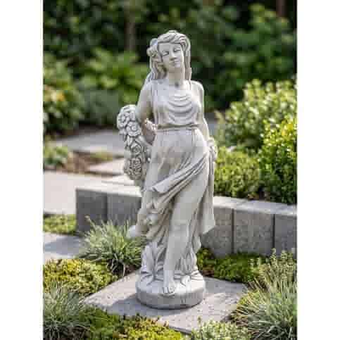 Betonnen tuinbeeld Vrouw met bloemenguirlande 173 cm