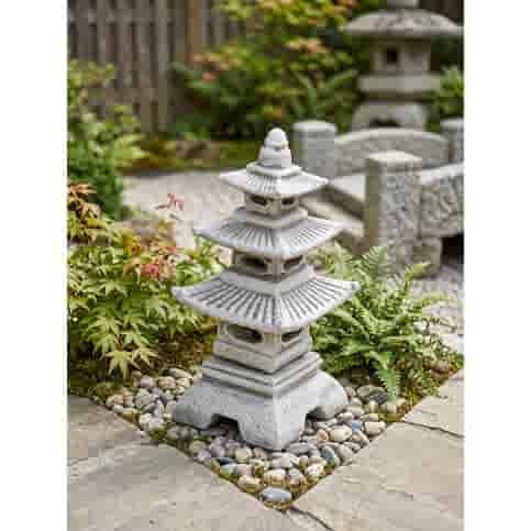 Japanse tuinlamp met drie verdiepingen ruw 46 cm