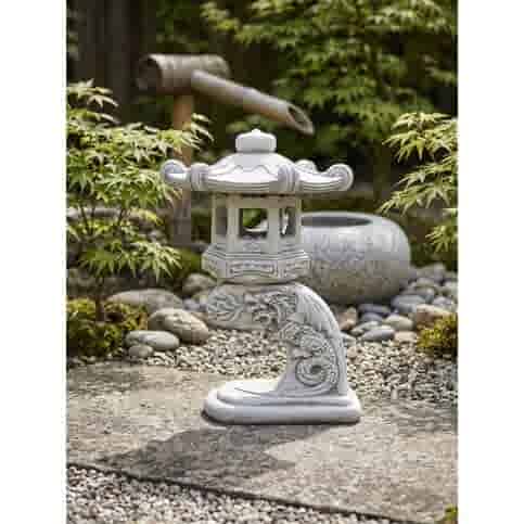 Japanse tuinlantaarn op sierlijke sokkel 34 cm