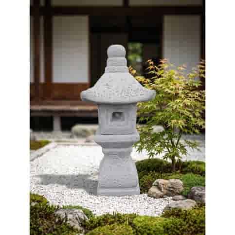 Japanse tuinlantaarn van ruw beton 38 cm