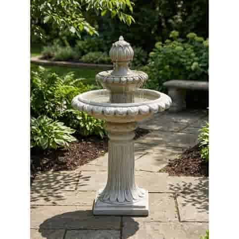Majestueuze dubbel laags tuinfontein van beton - 95 cm