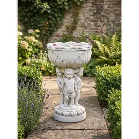Decoratief vogelbad met cherubijnen 63 cm
