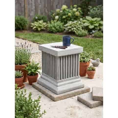 Kleine betonnen zuil met verticale strepen 24 cm hoog