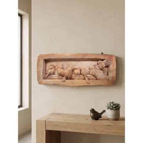 Wandbord vogel terra H14 cm