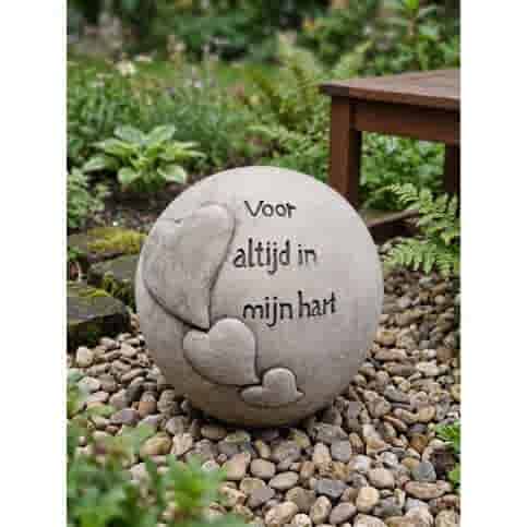 Betonnen bol met tekst - H12 cm