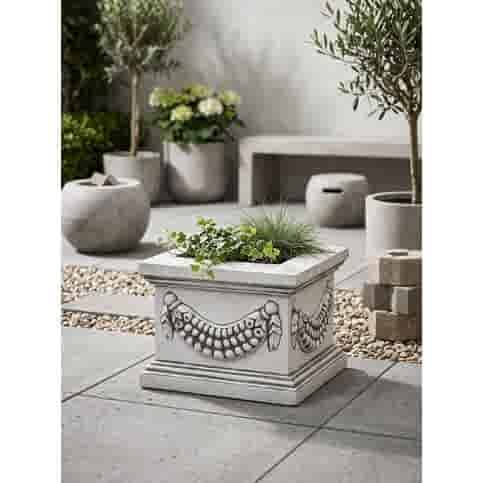 Klassieke steensculptuur plantenbak rond 27 cm