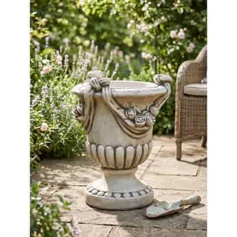 Betonnen bloempot met bloemmotief 51 cm